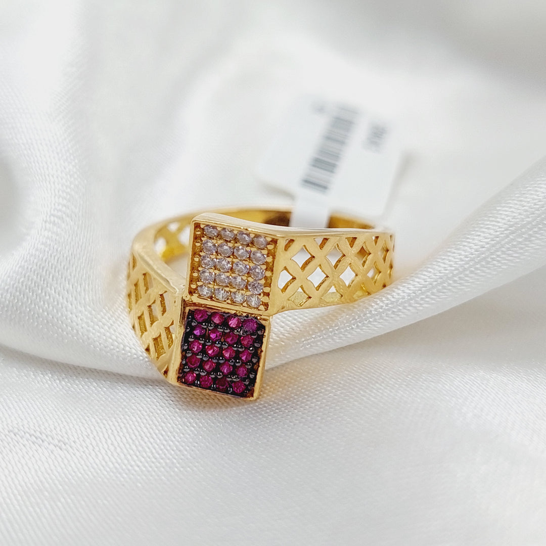 21K Gold Zircon Studded Belt Ring by Saeed Jewelry - Image 2