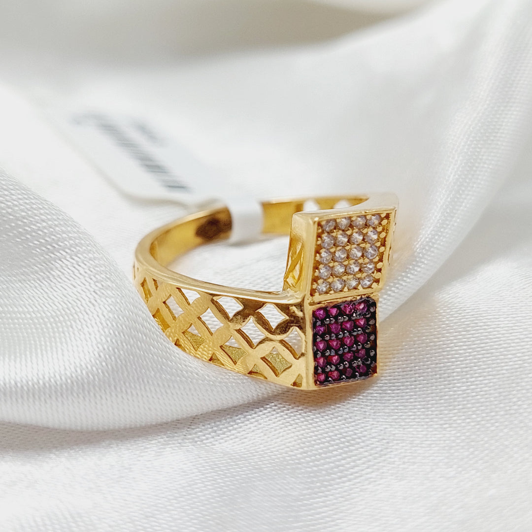 21K Gold Zircon Studded Belt Ring by Saeed Jewelry - Image 3