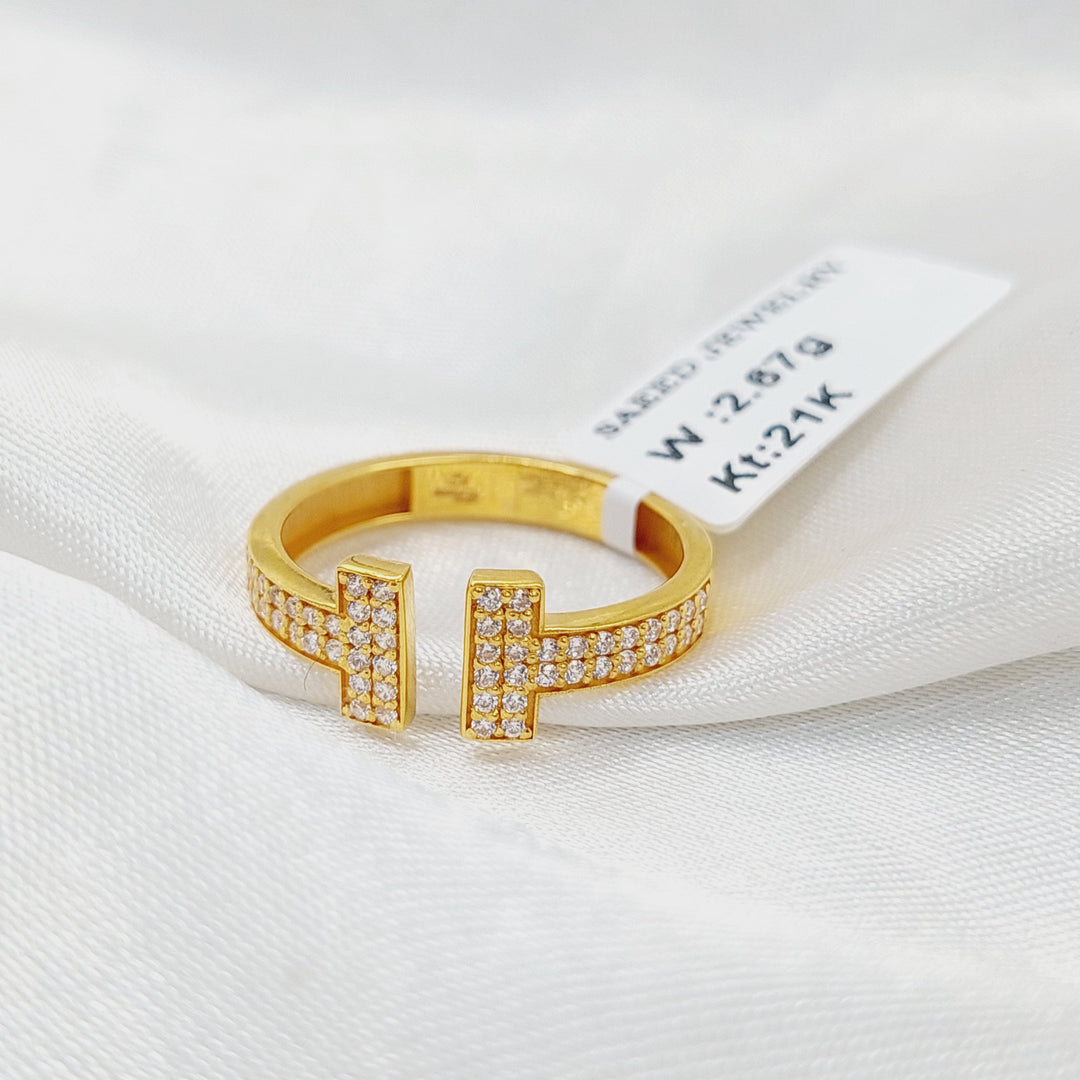 21K Gold Zircon Studded Belt Ring by Saeed Jewelry - Image 3