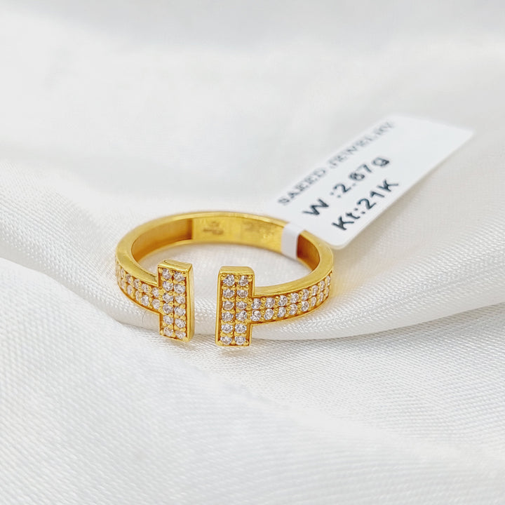21K Gold Zircon Studded Belt Ring by Saeed Jewelry - Image 3
