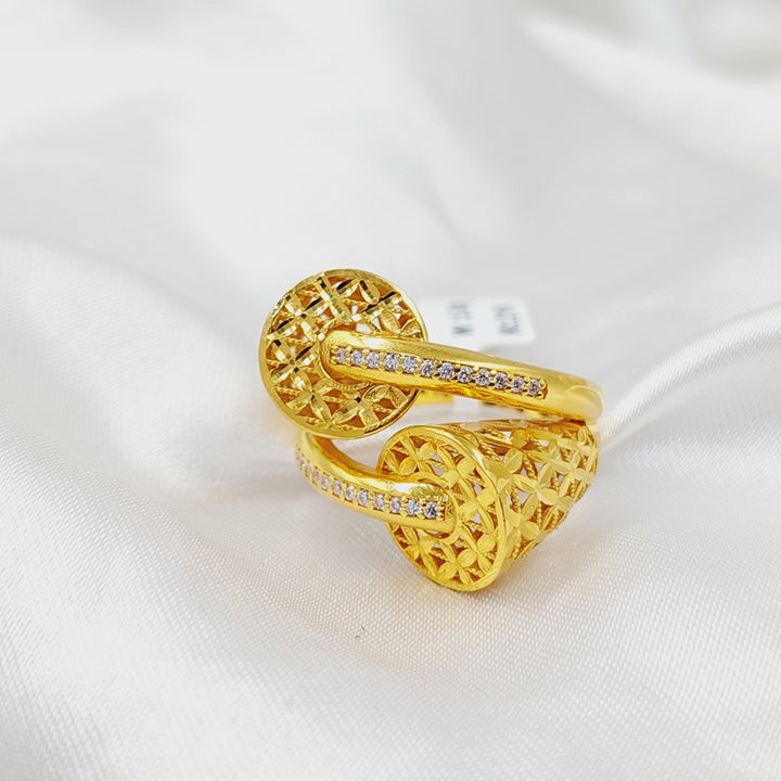 21K Gold Zircon Studded Belt Ring by Saeed Jewelry - Image 2