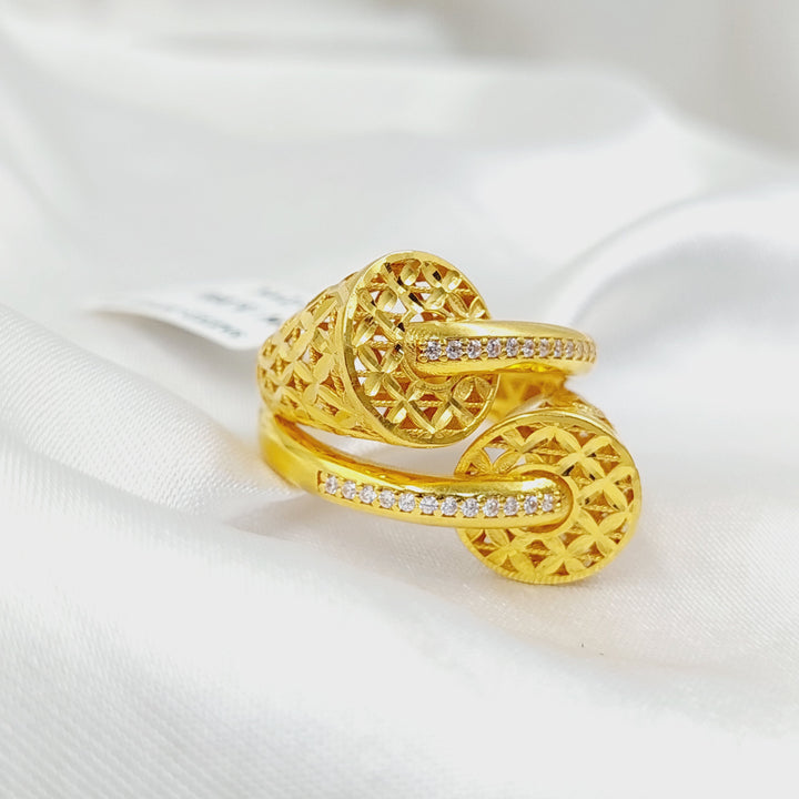 21K Gold Zircon Studded Belt Ring by Saeed Jewelry - Image 1