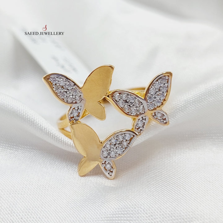 21K Gold Zircon Studded Butterfly Ring by Saeed Jewelry - Image 3