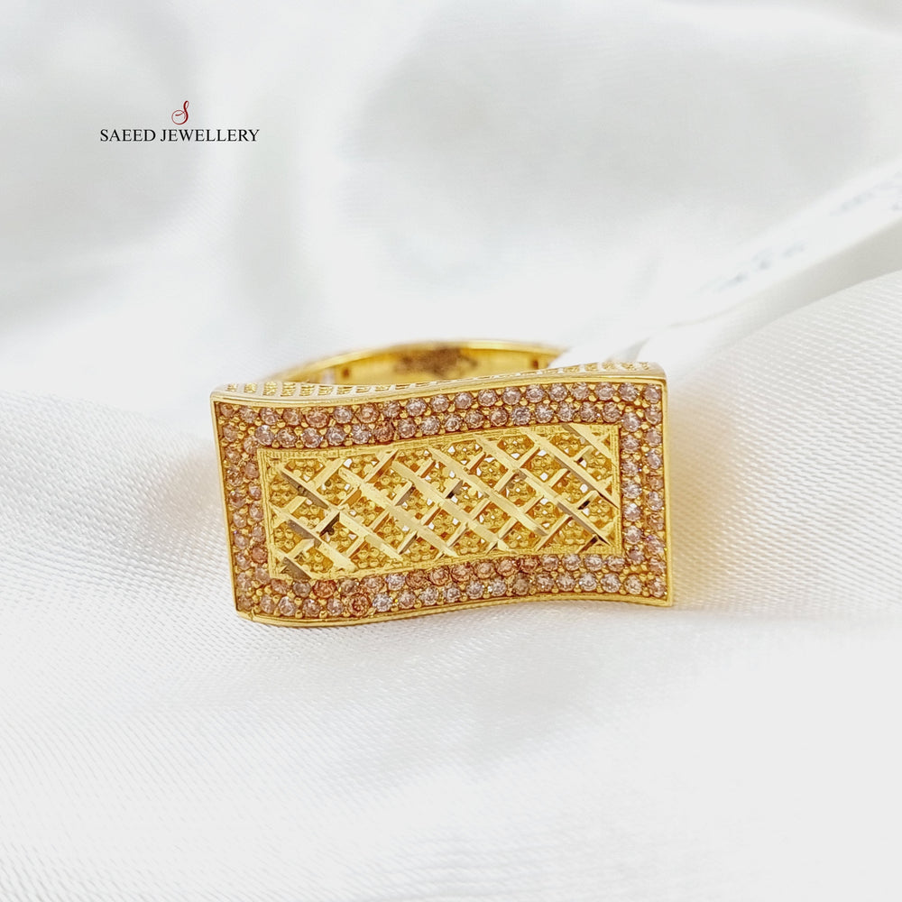 21K Gold Zircon Studded Carpet Ring by Saeed Jewelry - Image 2