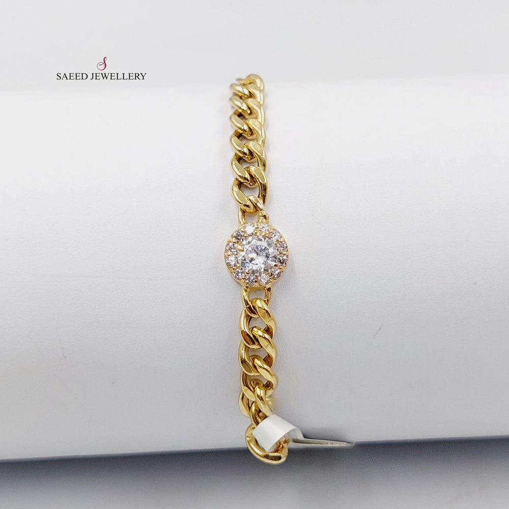 18K Gold Zircon Studded Cuban Links Bracelet by Saeed Jewelry - Image 2