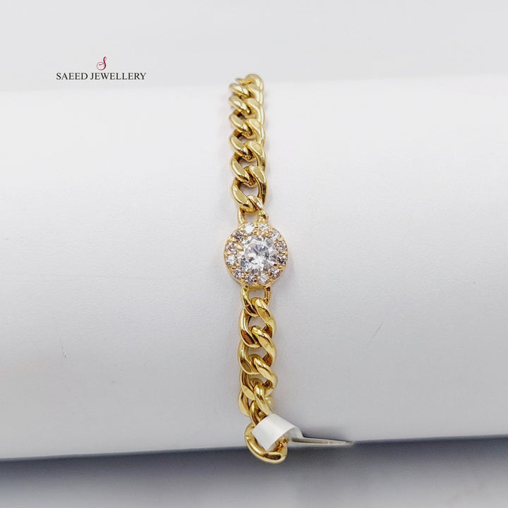 18K Gold Zircon Studded Cuban Links Bracelet by Saeed Jewelry - Image 2