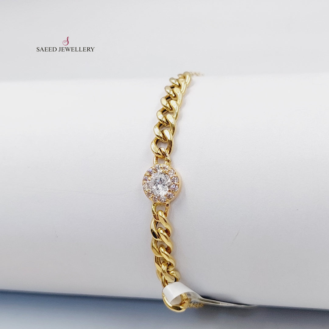 18K Gold Zircon Studded Cuban Links Bracelet by Saeed Jewelry - Image 3