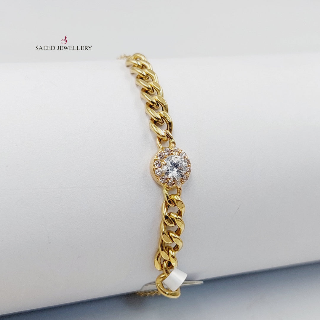 18K Gold Zircon Studded Cuban Links Bracelet by Saeed Jewelry - Image 4