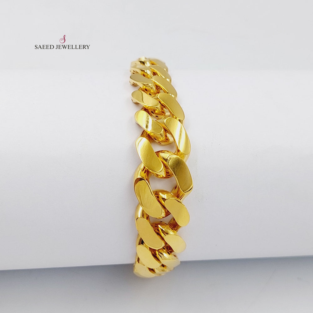 Zircon Studded Cuban Links Bracelet  Made Of 21K Yellow Gold by Saeed Jewelry-30280