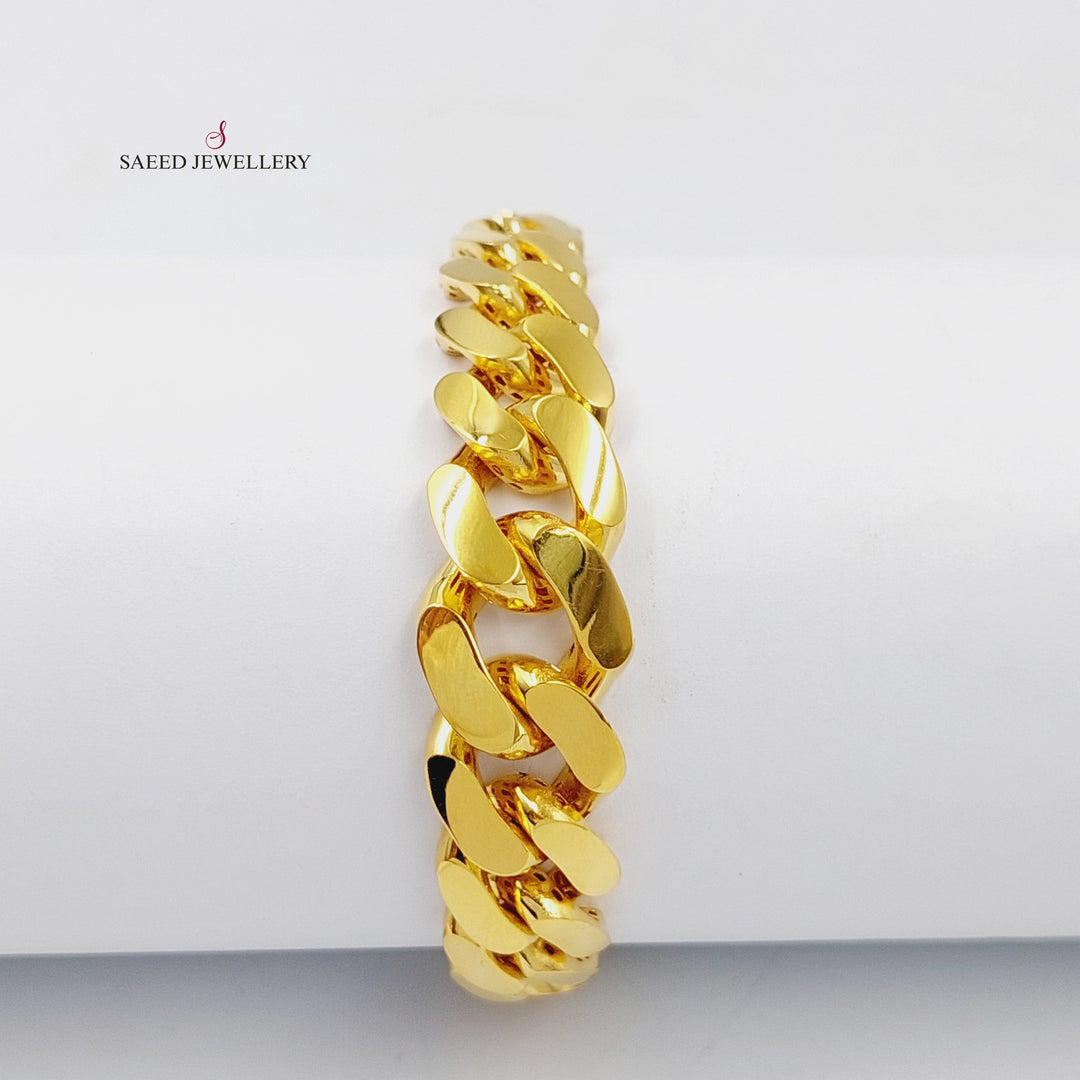 21K Gold Zircon Studded Cuban Links Bracelet by Saeed Jewelry - Image 4