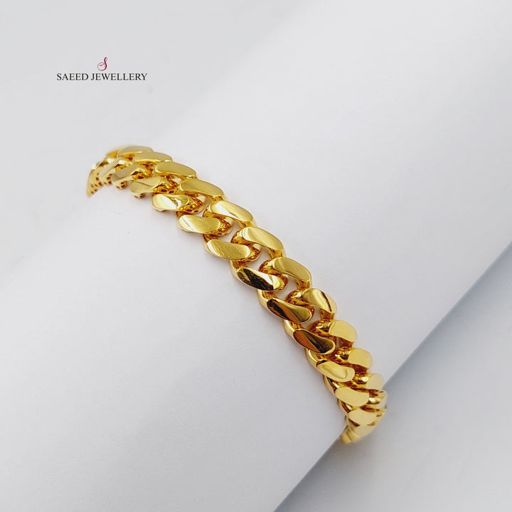 21K Gold Zircon Studded Cuban Links Bracelet by Saeed Jewelry - Image 4