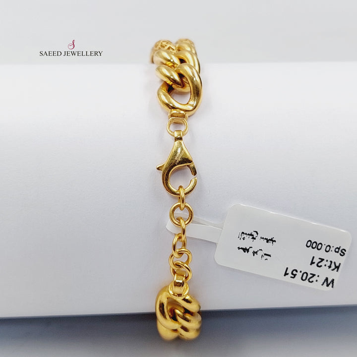 21K Gold Zircon Studded Cuban Links Bracelet by Saeed Jewelry - Image 3