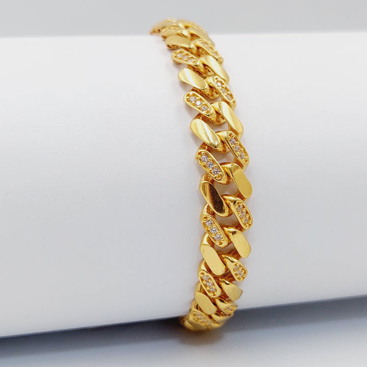 21K Gold Zircon Studded Cuban Links Bracelet by Saeed Jewelry - Image 9