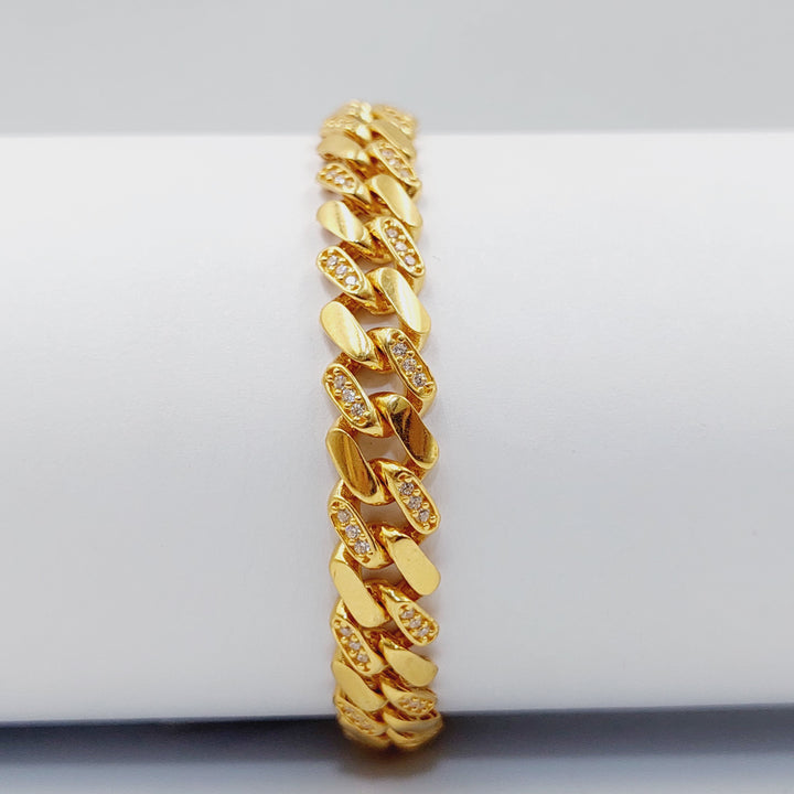 21K Gold Zircon Studded Cuban Links Bracelet by Saeed Jewelry - Image 6