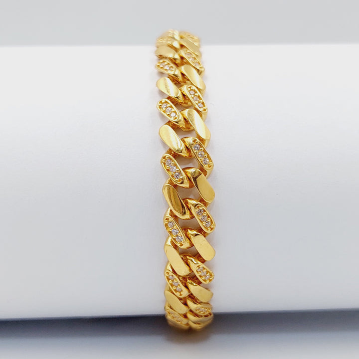 21K Gold Zircon Studded Cuban Links Bracelet by Saeed Jewelry - Image 1