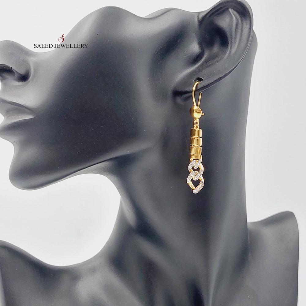 21K Gold Zircon Studded Cuban Links Earrings by Saeed Jewelry - Image 2