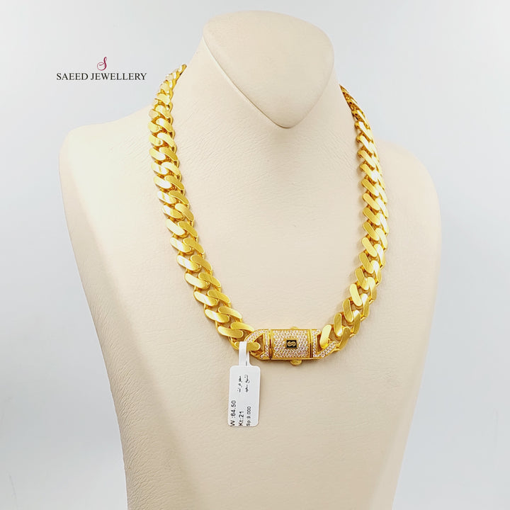21K Gold Zircon Studded Cuban Links Necklace by Saeed Jewelry - Image 2