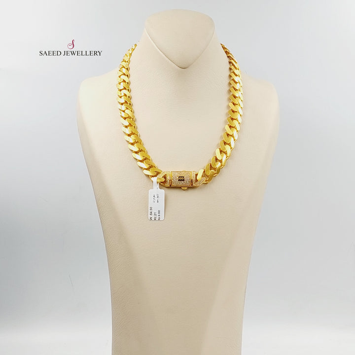 21K Gold Zircon Studded Cuban Links Necklace by Saeed Jewelry - Image 3