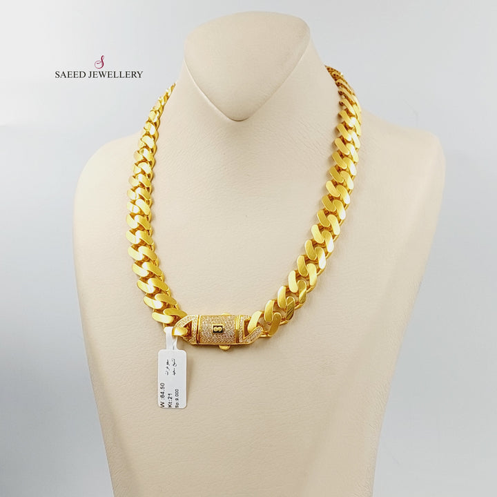 21K Gold Zircon Studded Cuban Links Necklace by Saeed Jewelry - Image 4
