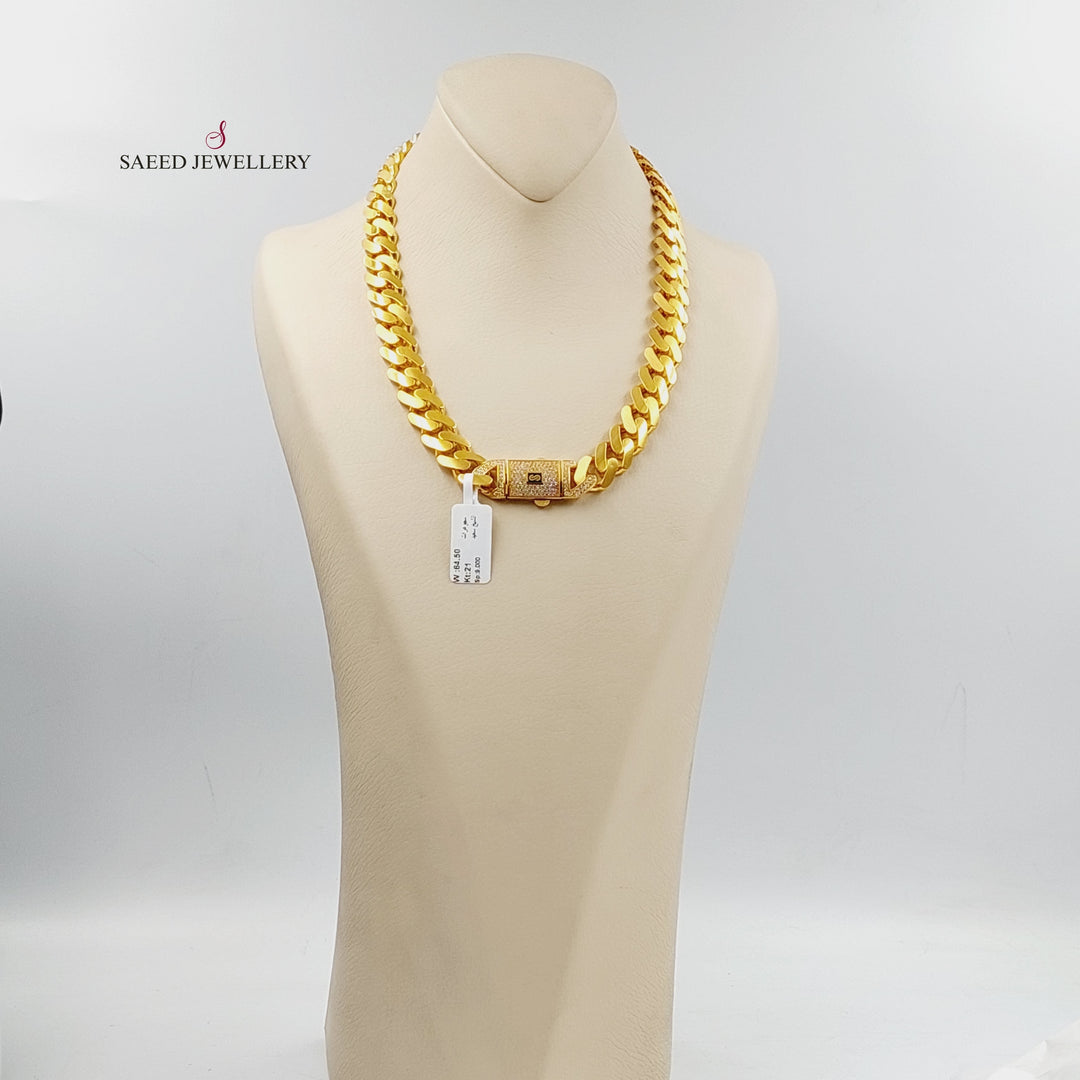 21K Gold Zircon Studded Cuban Links Necklace by Saeed Jewelry - Image 5