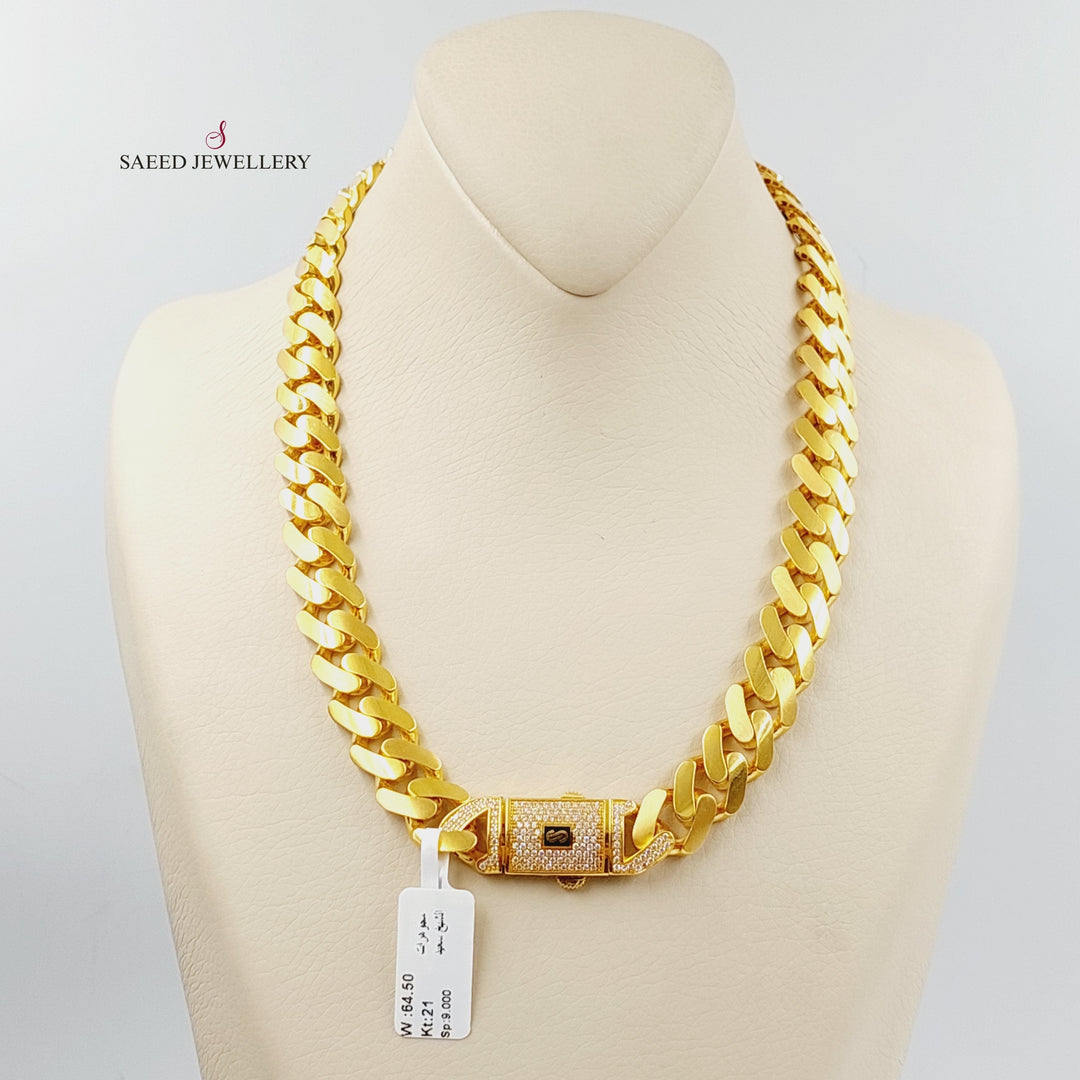 21K Gold Zircon Studded Cuban Links Necklace by Saeed Jewelry - Image 1