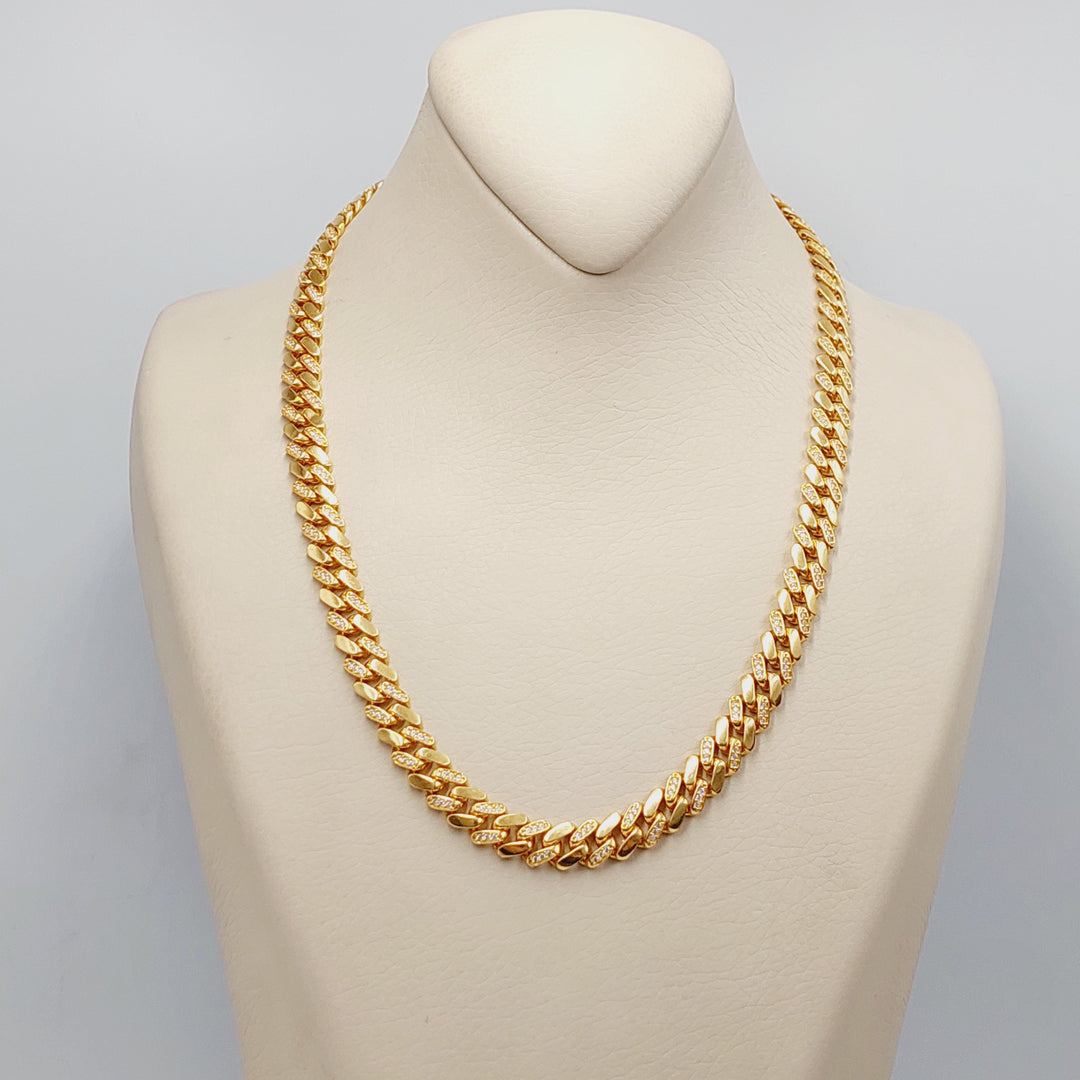 21K Gold Zircon Studded Cuban Links Necklace by Saeed Jewelry - Image 4