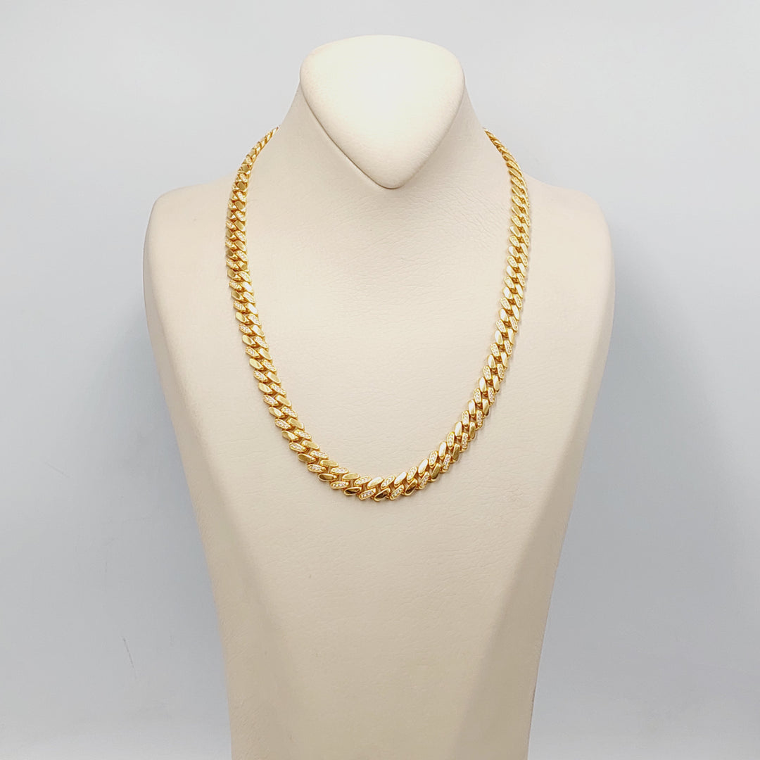 21K Gold Zircon Studded Cuban Links Necklace by Saeed Jewelry - Image 1