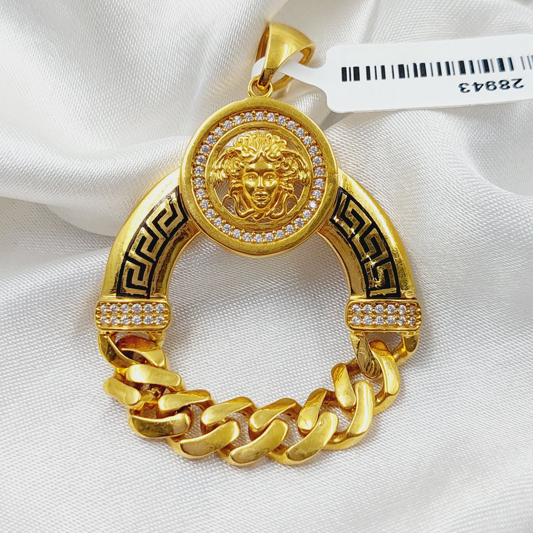 Zircon Studded Cuban Links Pendant  Made Of 21K Yellow Gold by Saeed Jewelry-28943