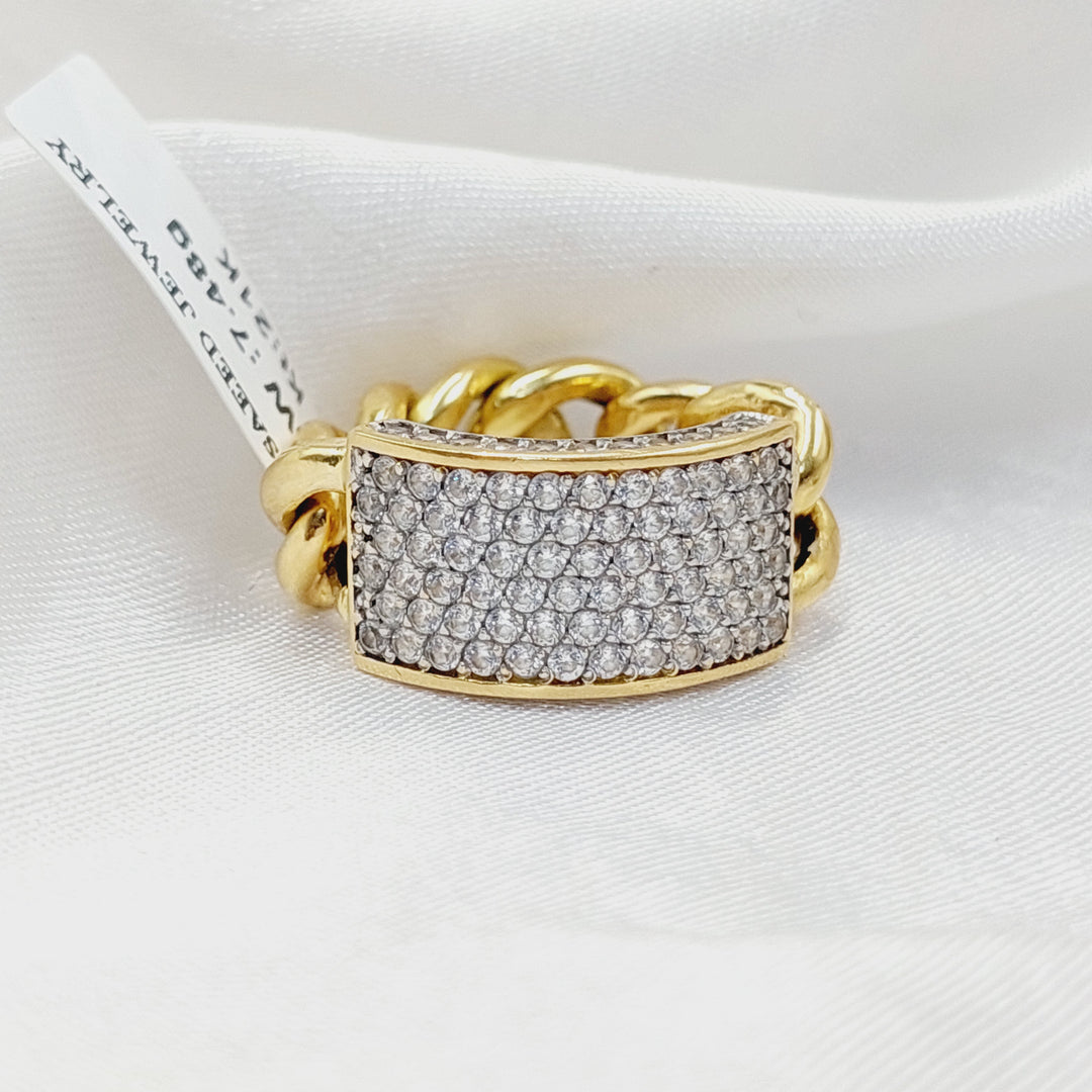 18K Gold Zircon Cuban Link Ring
