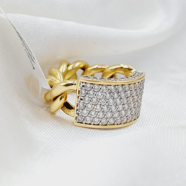 18K Gold Zircon Cuban Link Ring