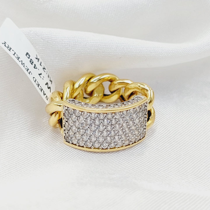 18K Gold Zircon Cuban Link Ring