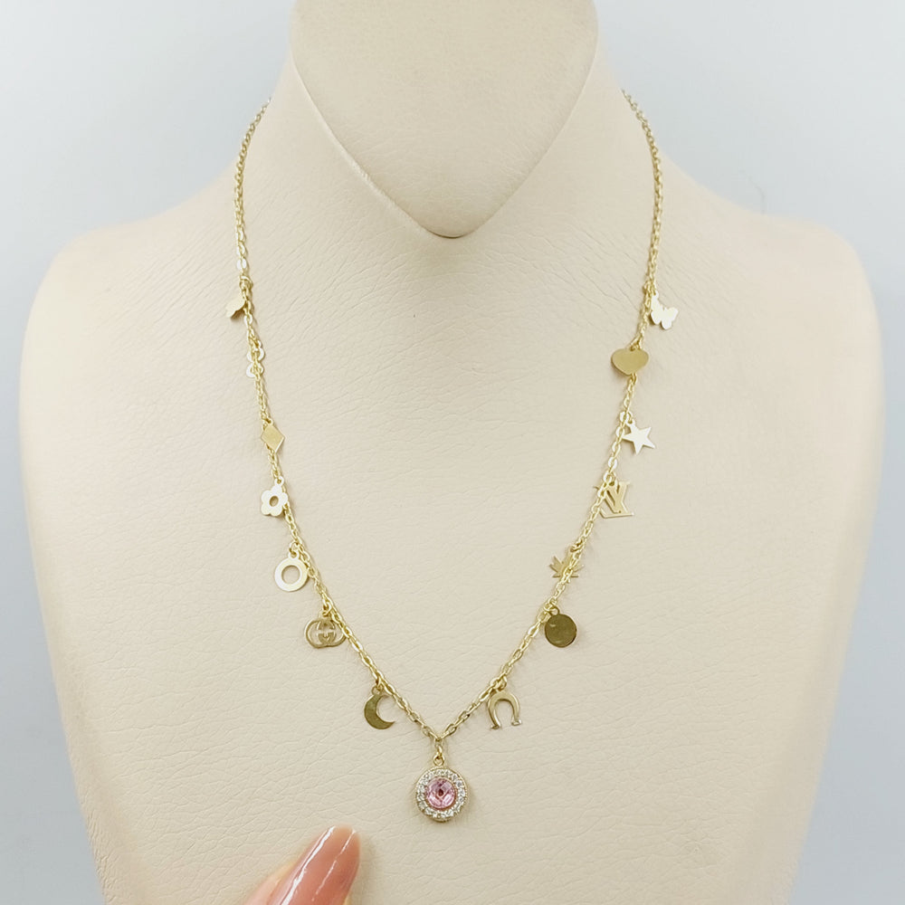 18K Gold Zircon Studded Dandash Necklace by Saeed Jewelry - Image 2