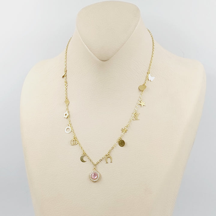 18K Gold Zircon Studded Dandash Necklace by Saeed Jewelry - Image 3