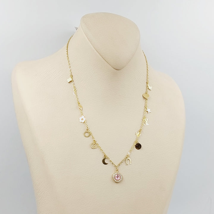 18K Gold Zircon Studded Dandash Necklace by Saeed Jewelry - Image 4