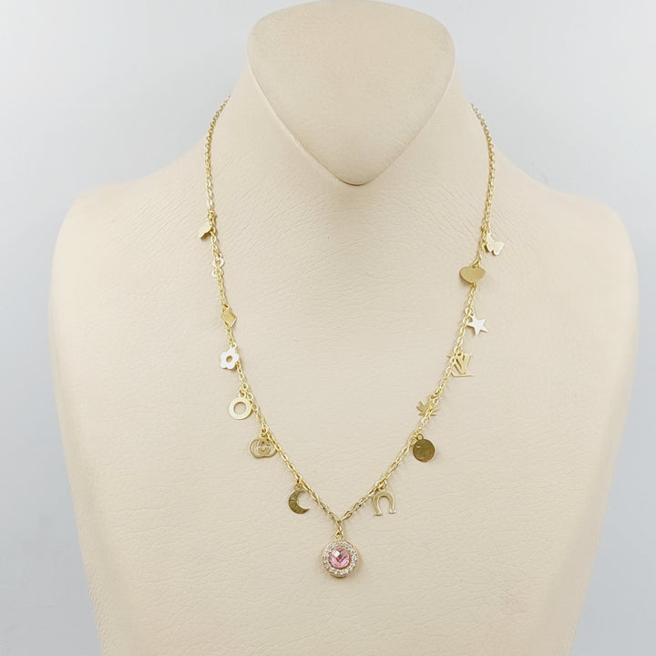 18K Gold Zircon Studded Dandash Necklace by Saeed Jewelry - Image 1
