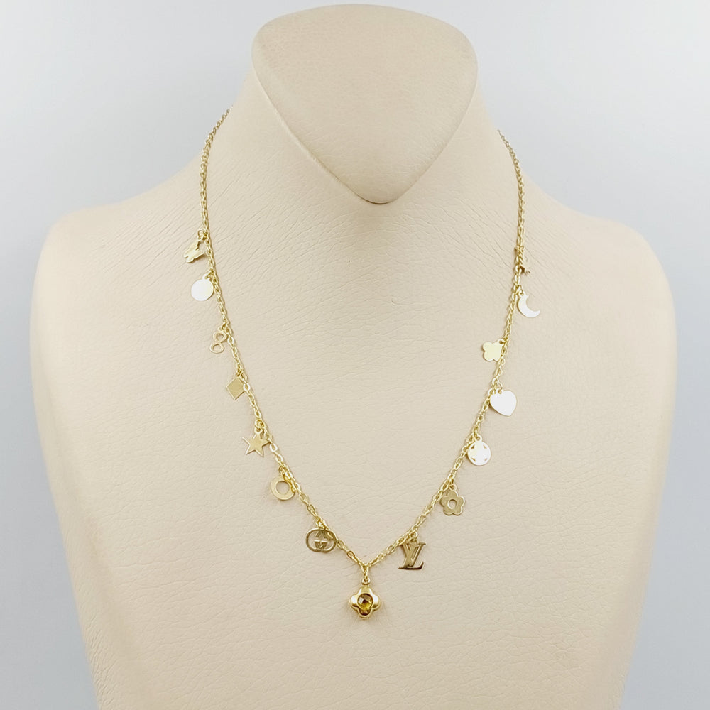 18K Gold Zircon Studded Dandash Necklace by Saeed Jewelry - Image 2