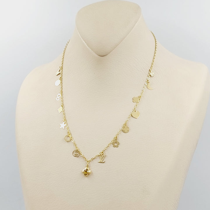 18K Gold Zircon Studded Dandash Necklace by Saeed Jewelry - Image 3