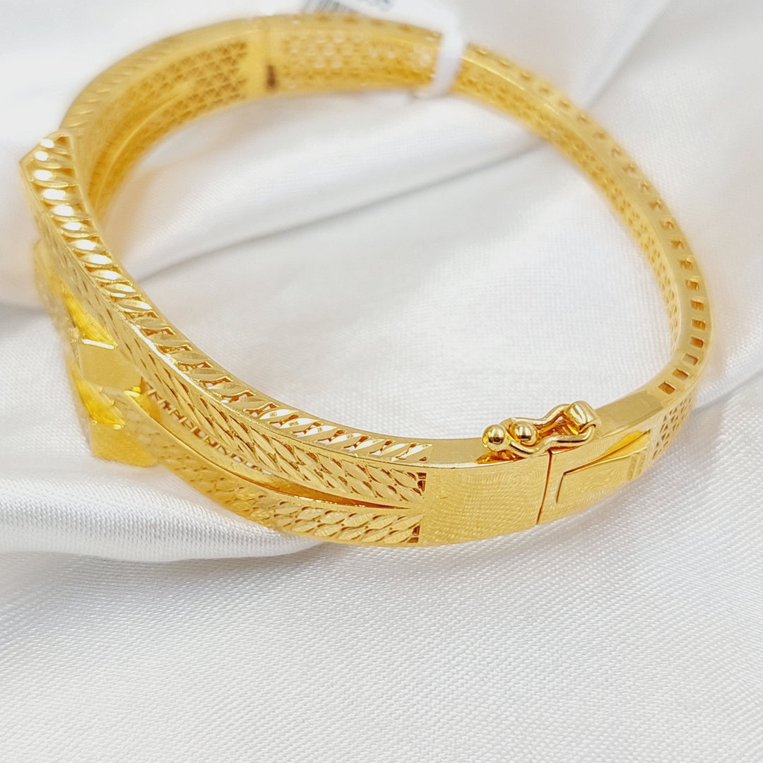 21K Gold Zircon Studded Deluxe Bangle Bracelet by Saeed Jewelry - Image 5