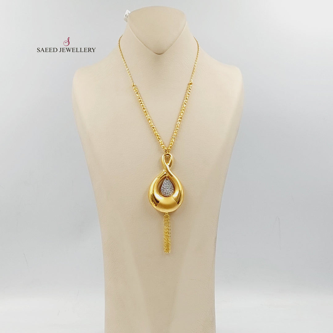 21K Gold Zircon Studded Deluxe Necklace by Saeed Jewelry - Image 3