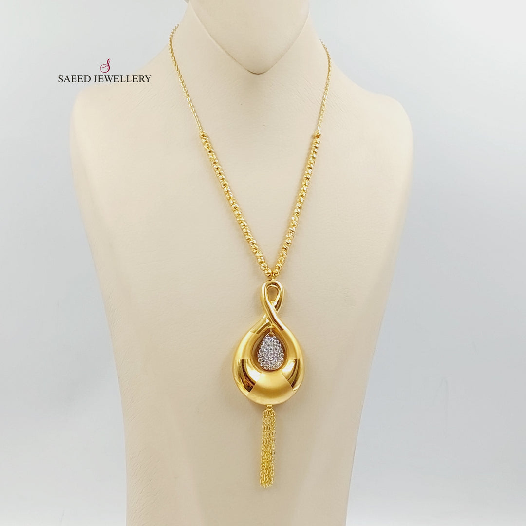 21K Gold Zircon Studded Deluxe Necklace by Saeed Jewelry - Image 4