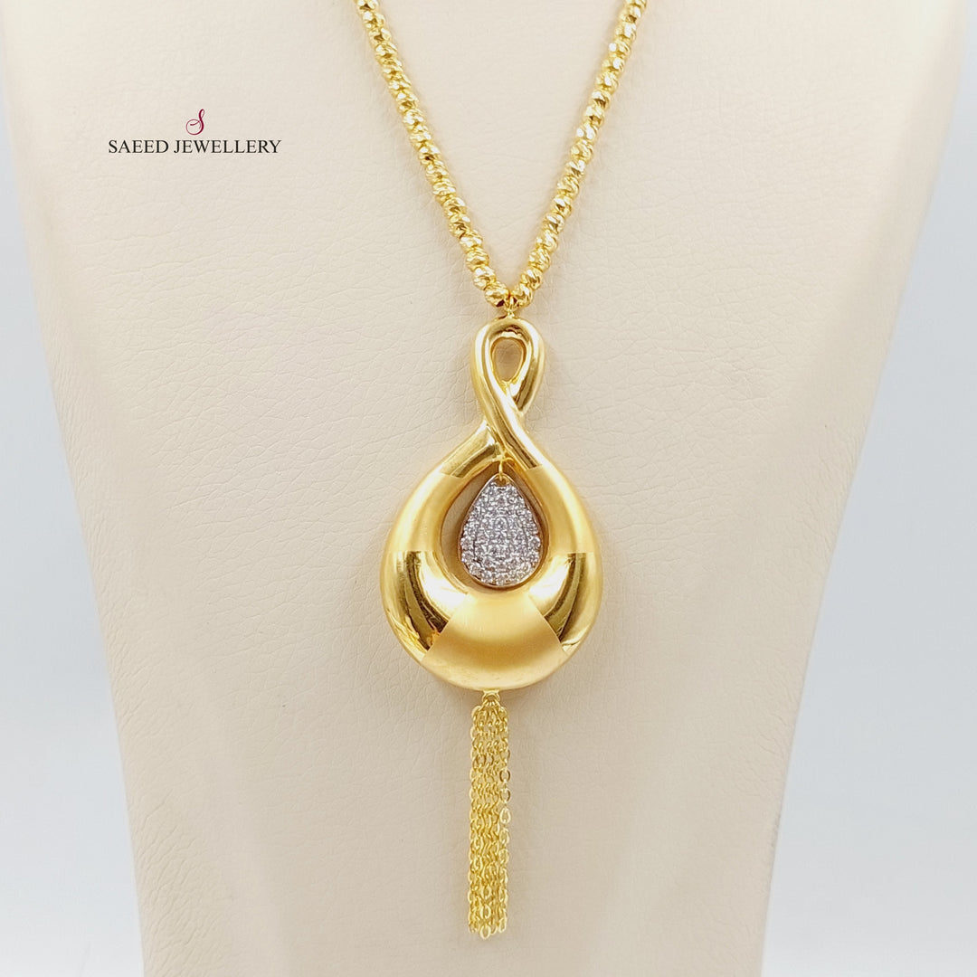 21K Gold Zircon Studded Deluxe Necklace by Saeed Jewelry - Image 5
