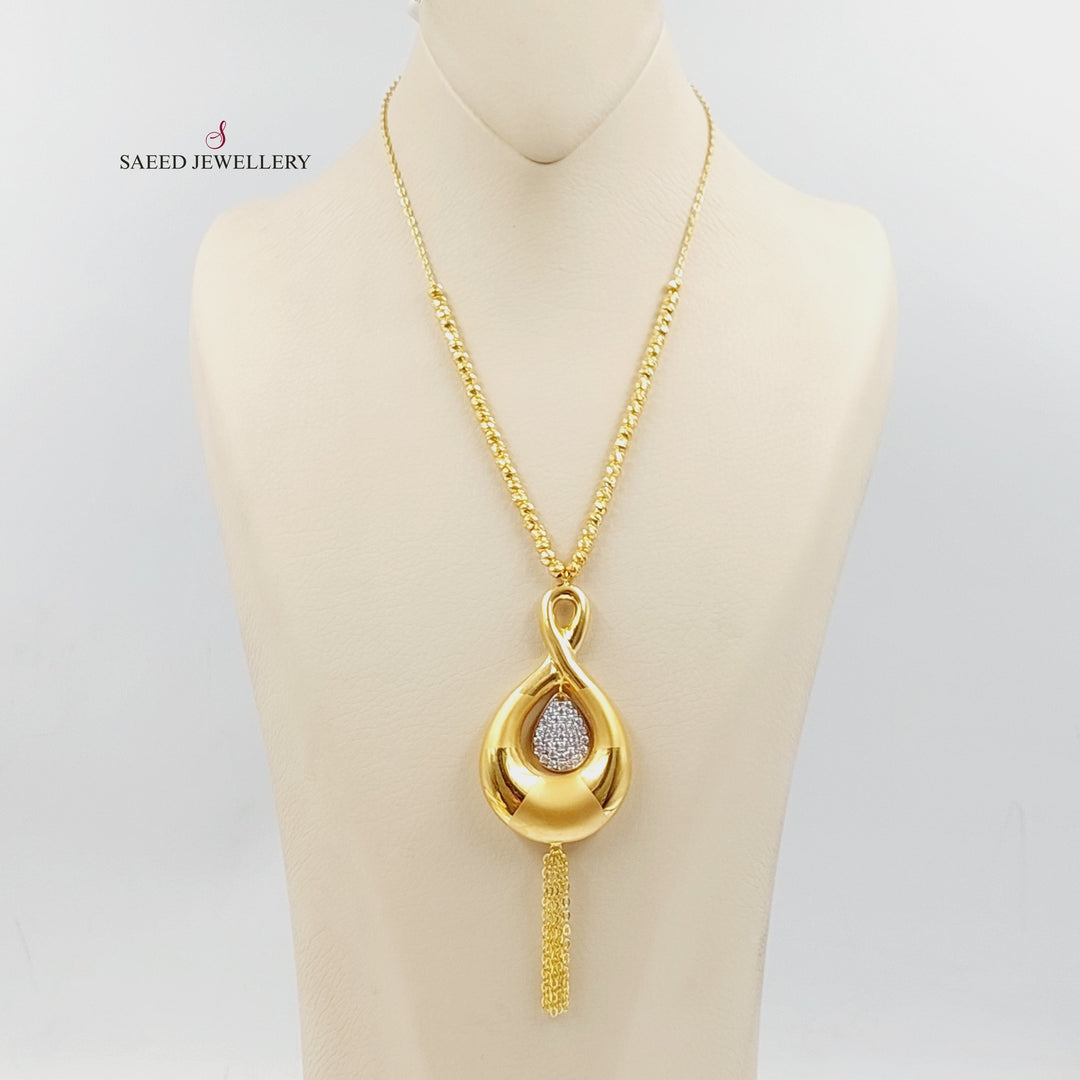 21K Gold Zircon Studded Deluxe Necklace by Saeed Jewelry - Image 1