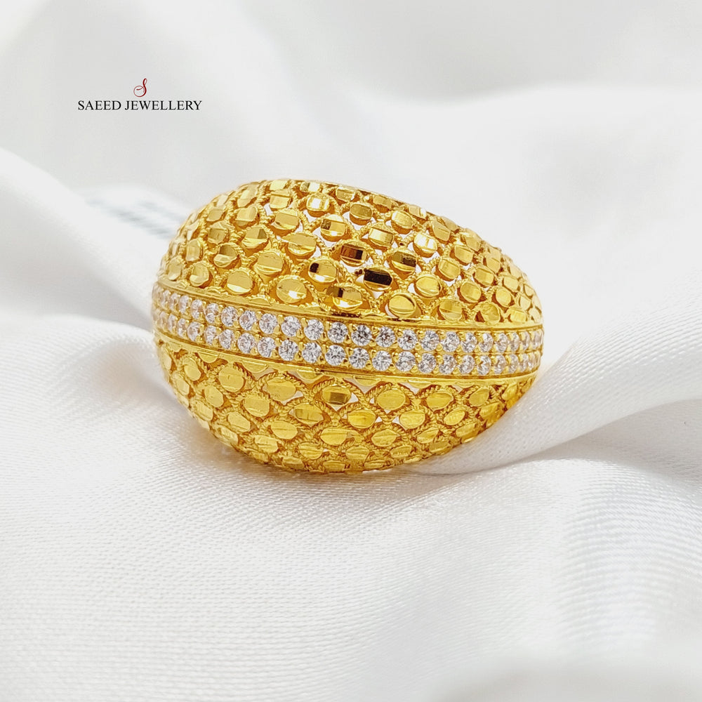 21K Gold Zircon Studded Deluxe Ring by Saeed Jewelry - Image 2