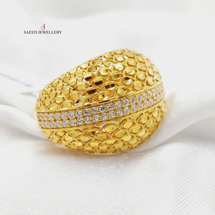 21K Gold Zircon Studded Deluxe Ring by Saeed Jewelry - Image 3