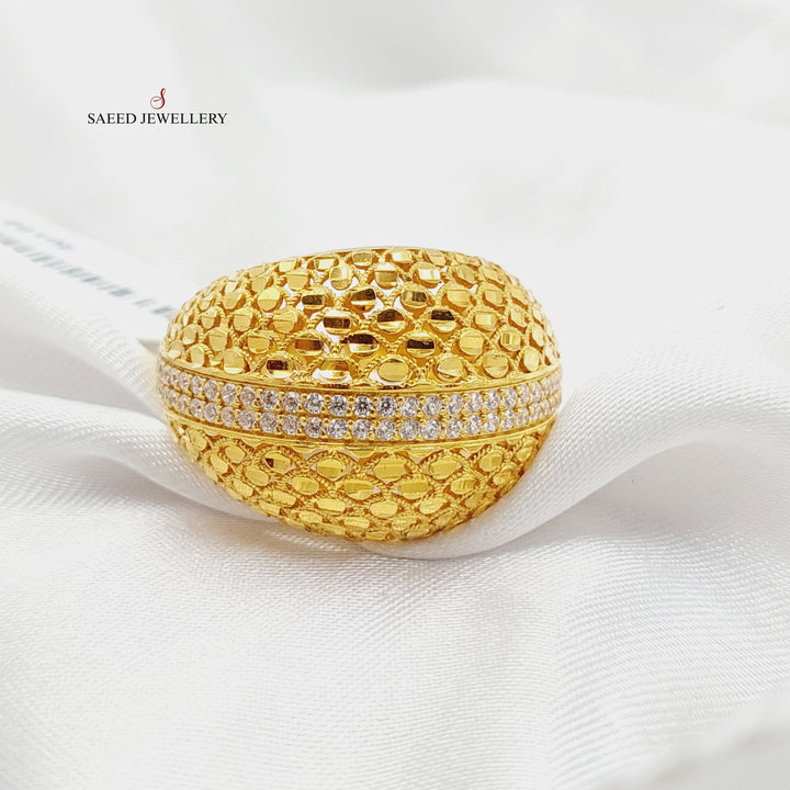 21K Gold Zircon Studded Deluxe Ring by Saeed Jewelry - Image 1