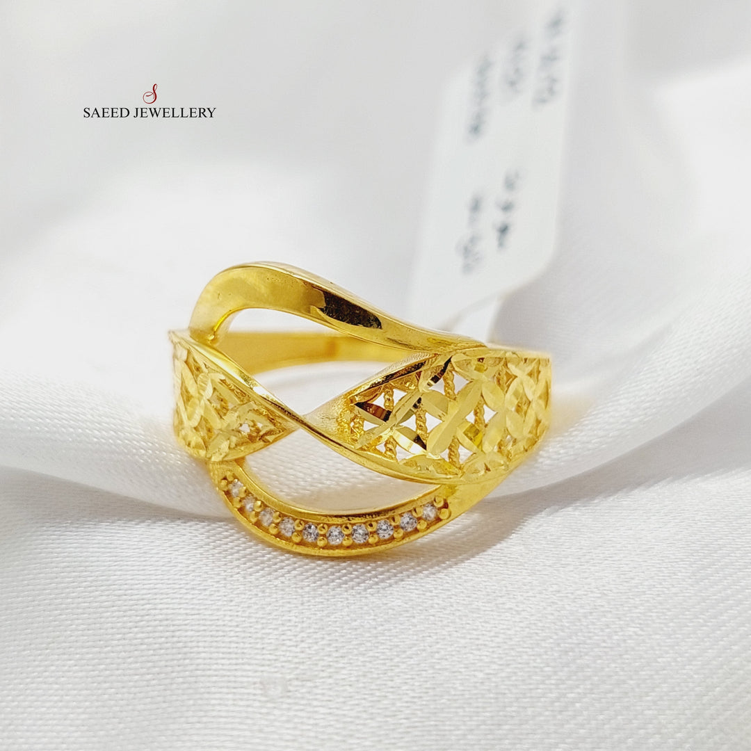 21K Gold Zircon Studded Deluxe Ring by Saeed Jewelry - Image 3