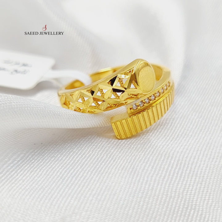 Zircon Studded Deluxe Ring  Made Of 21K Yellow Gold by Saeed Jewelry-29156