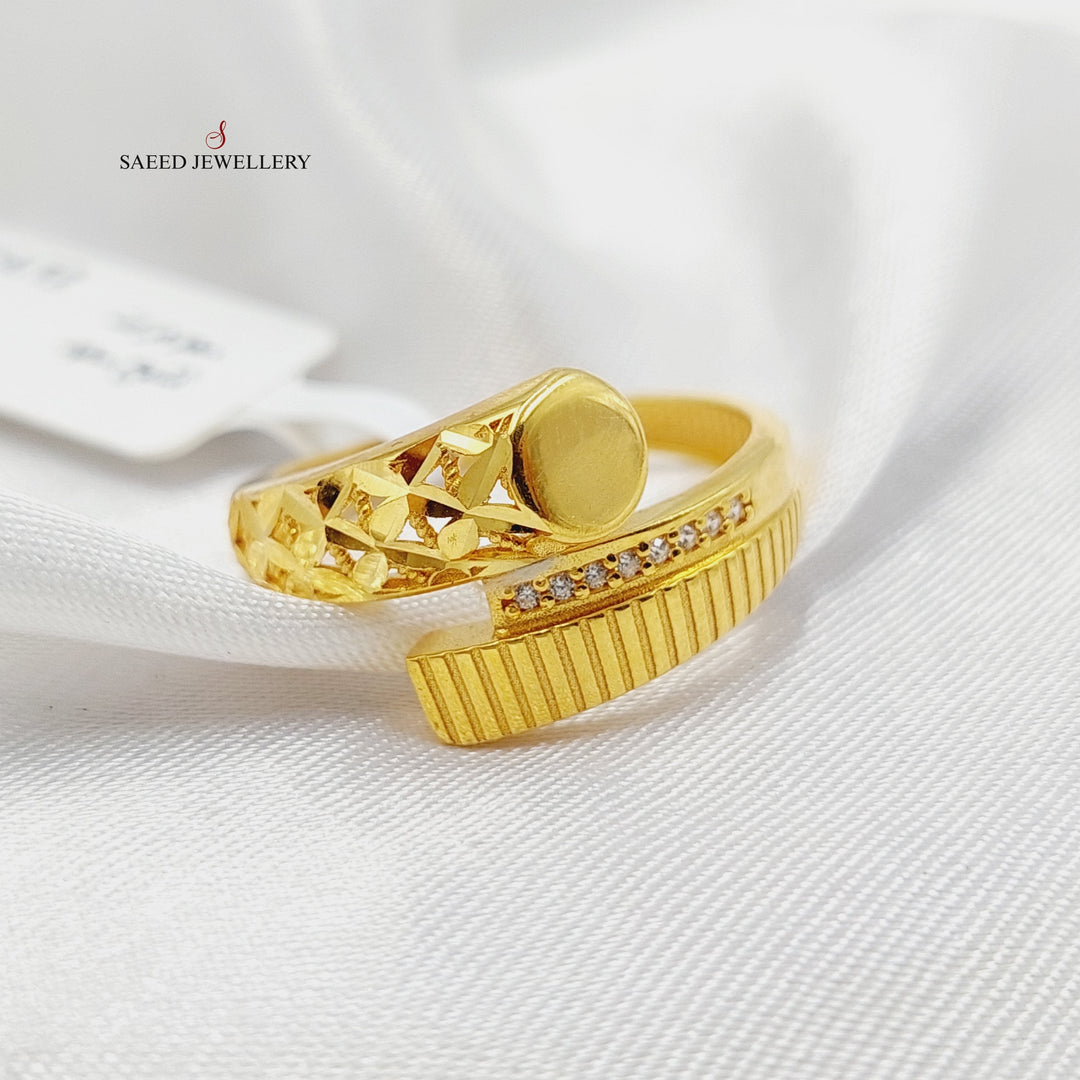 Zircon Studded Deluxe Ring  Made Of 21K Yellow Gold by Saeed Jewelry-29156