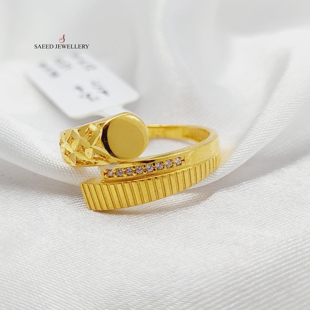Zircon Studded Deluxe Ring  Made Of 21K Yellow Gold by Saeed Jewelry-29156