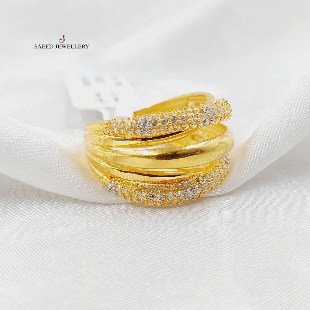 21K Gold Zircon Studded Deluxe Ring by Saeed Jewelry - Image 2